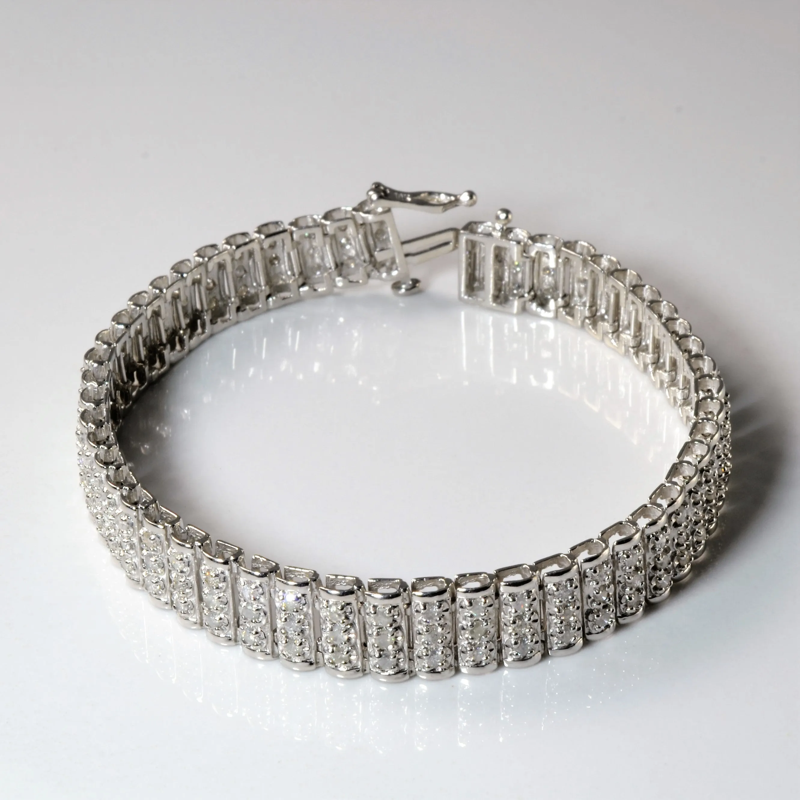 Classic Presence Neat Detail Diamond Wide Link Bracelet | 2.25ctw | 7" |