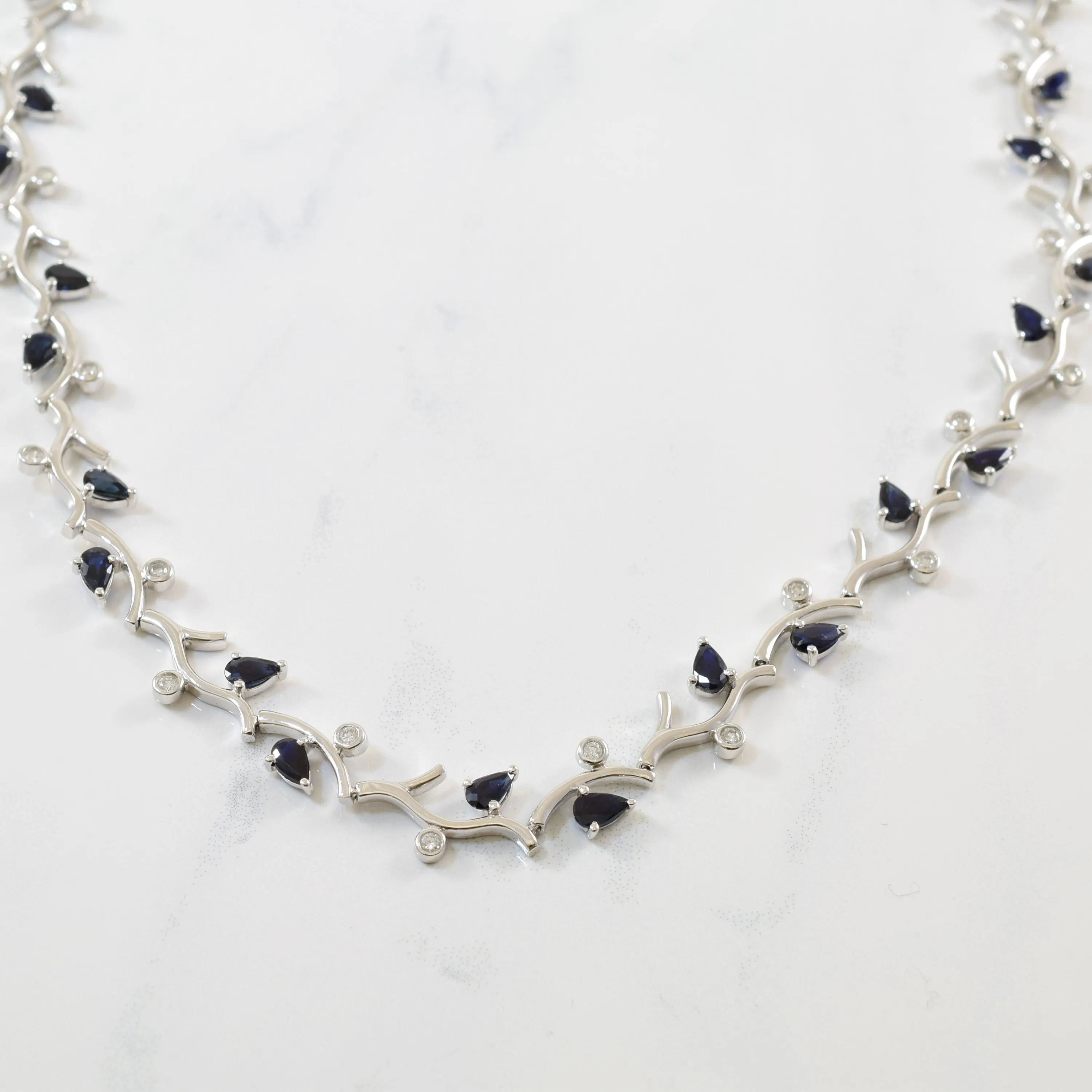 Sapphire & Diamond Vine Necklace | 0.75ctw, 7.50ctw | Graceful Craft Layered Glow
