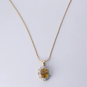 Refined Gifts Instant Match 14k Yellow Gold Citrine and Diamond Necklace | 2.50 ct, 0.05 ctw | 17"