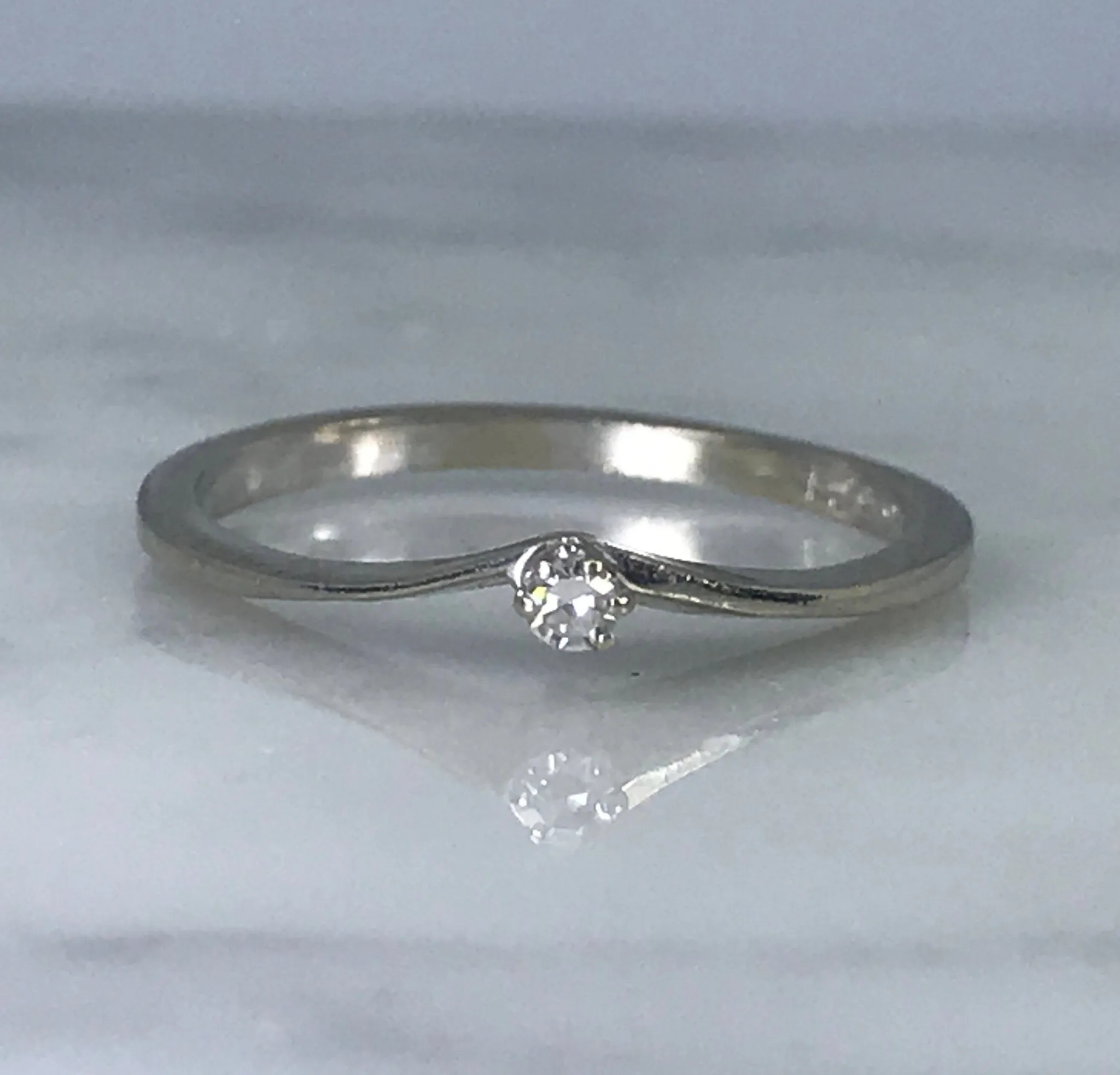 Diamond Promise Ring. 14K White Gold. Stacking Ring. April Birthstone. 10 Year Anniversary. Ancient Style Brilliant Article