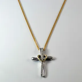 Diamond Heart Cross Necklace | 0.25ctw | 21" | Shine Appeal Glam Finish