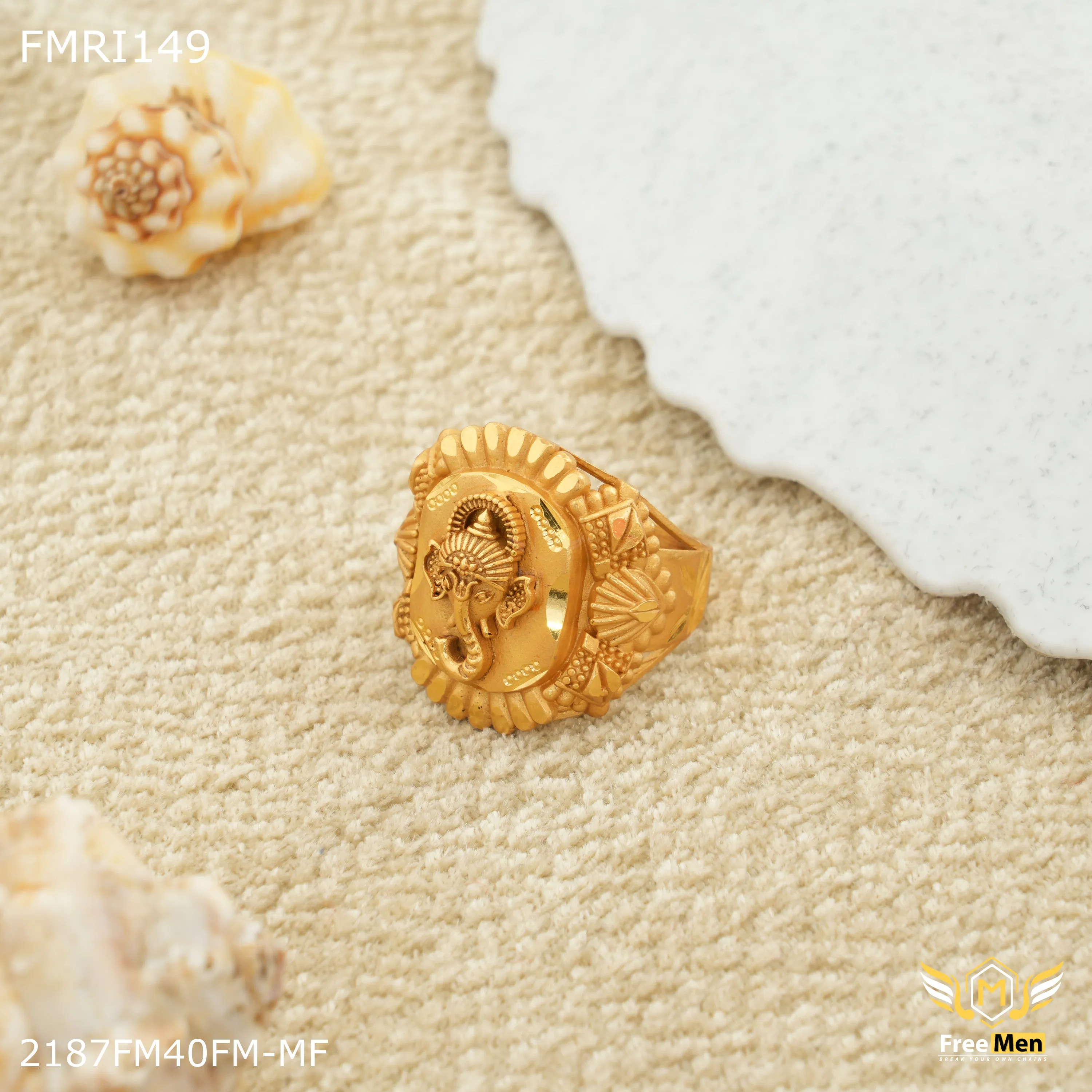 Freemen Ganpati design ring for men - FMRI149 Dramatic Detail Vintage Decoration