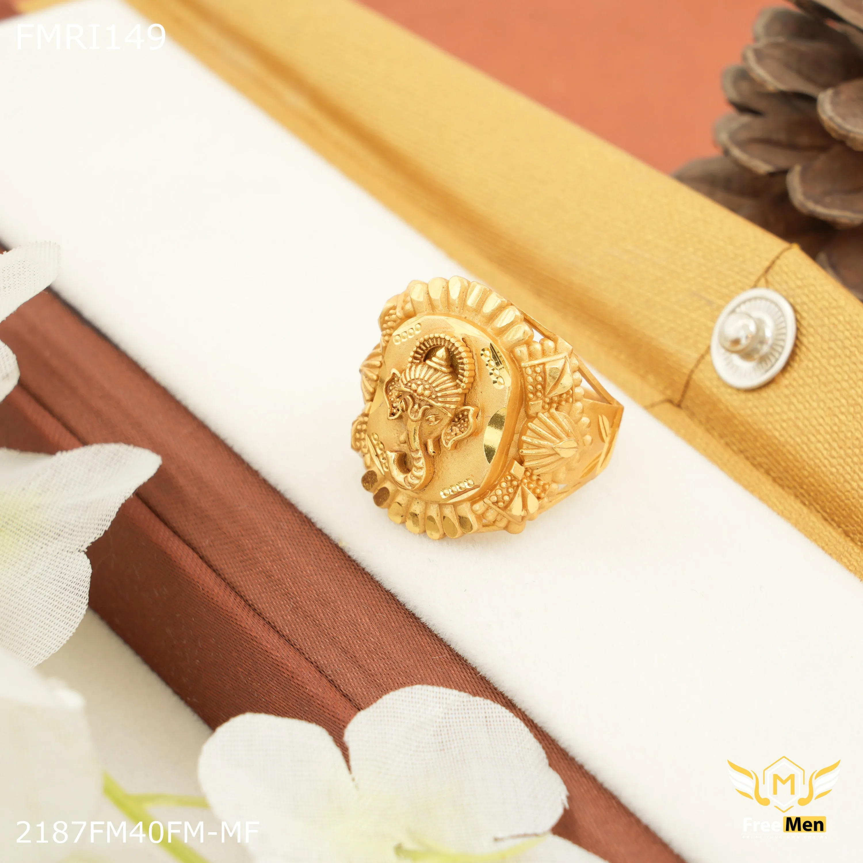 Vintage Embellishment Freemen Ganpati design ring for men - FMRI149