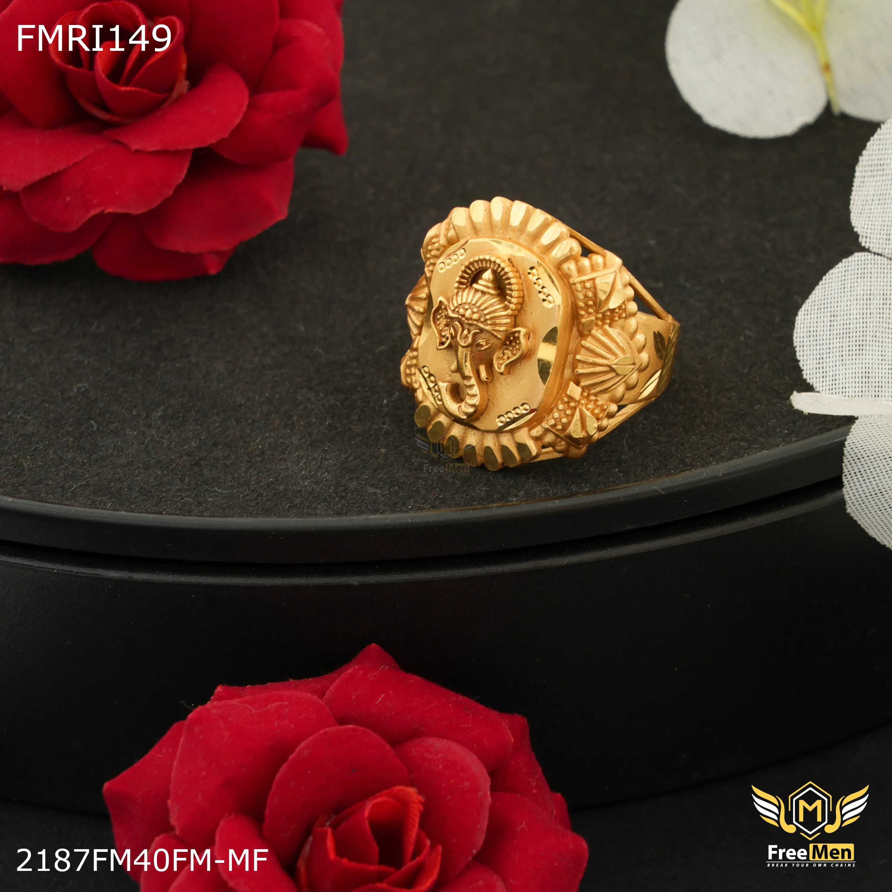 Freemen Ganpati design ring for men - FMRI149 Vintage Appearance