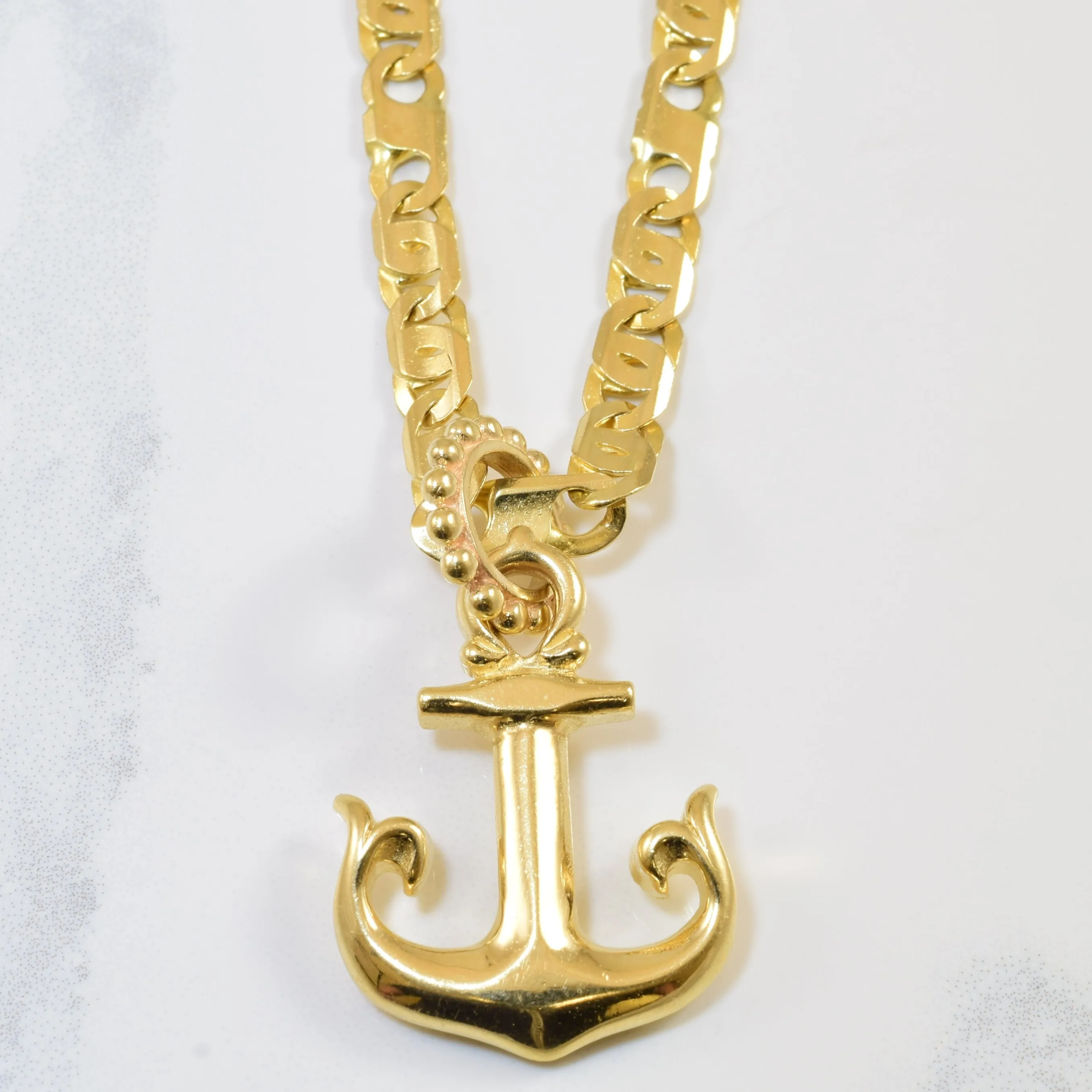 Yellow Gold Anchor Necklace | 24.5" | Autumn Accent Simple Edge