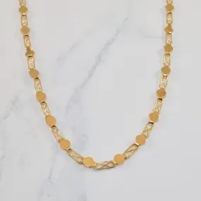 18k Yellow Gold Fancy Link Chain | 18" | Romantic Present Impeccable Form