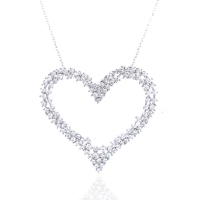 handmade piece Splendid Accessory Sterling Silver Large CZ Heart Necklace