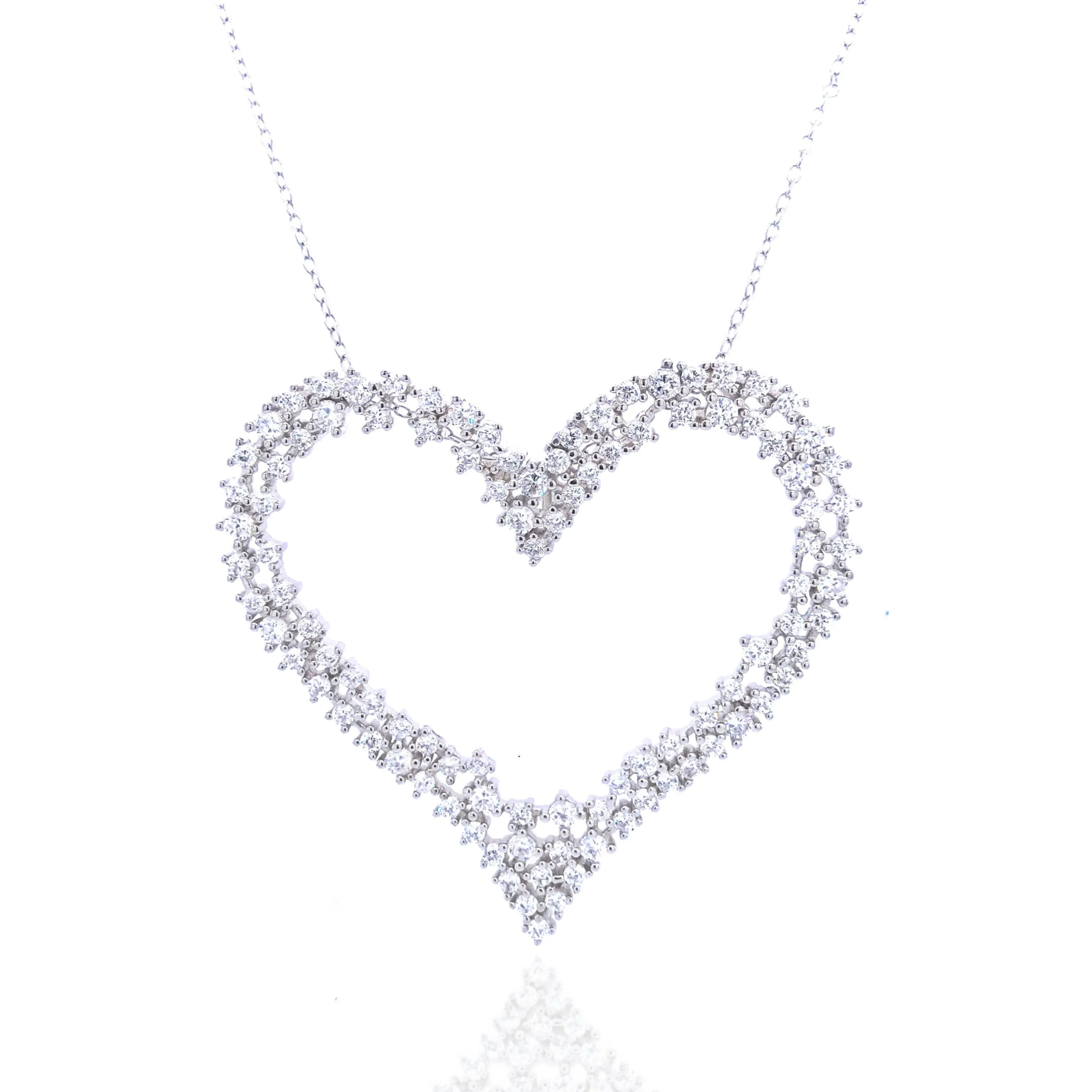 Seasonal Wear Adornment Sterling Silver Large CZ Heart Necklace