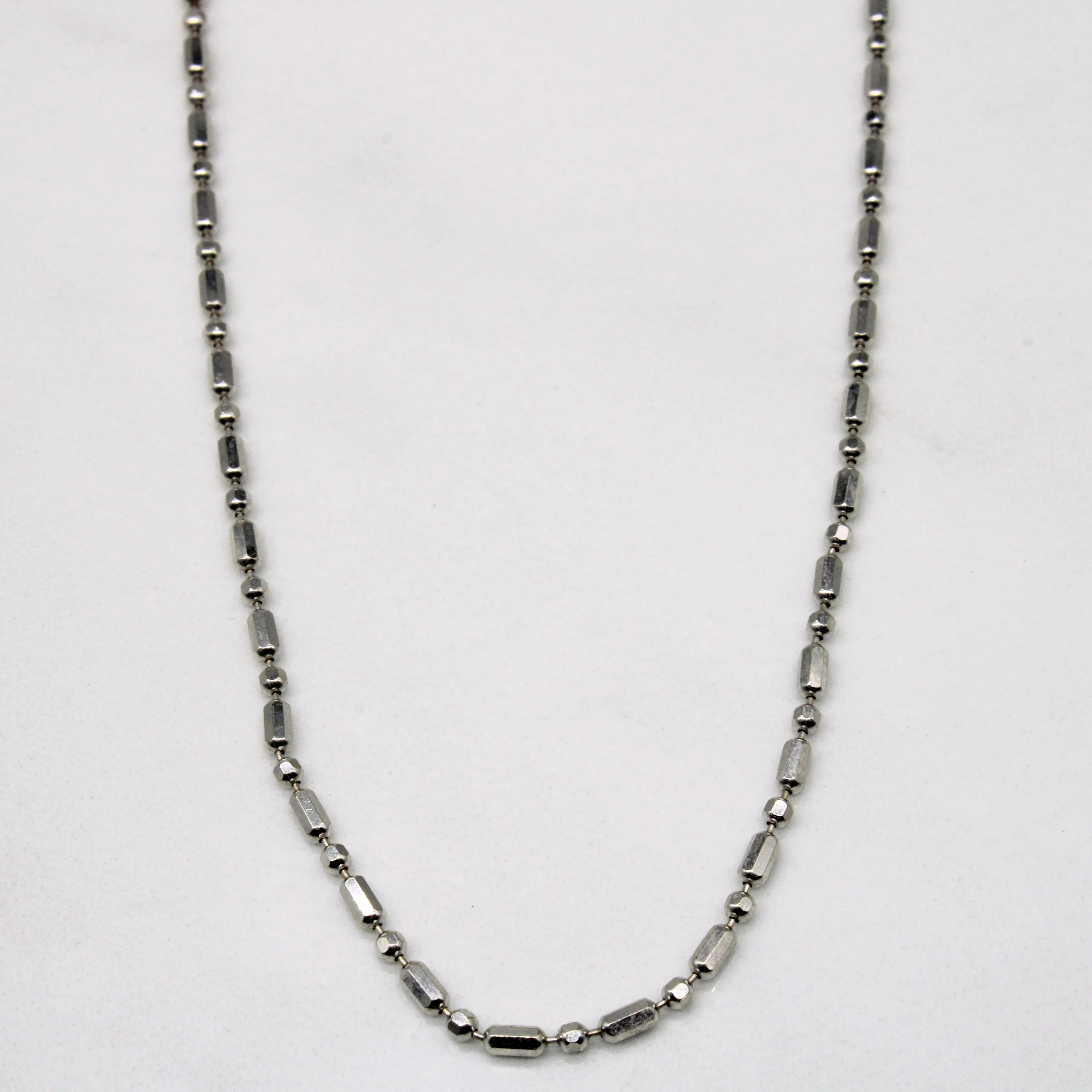 Glow Mode Sculpted Edge 14k White Gold Bead Chain | 15" |