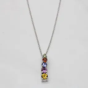Silky Finish Grace Note Multi Colour Sapphire Necklace | 1.10ctw | 16" |