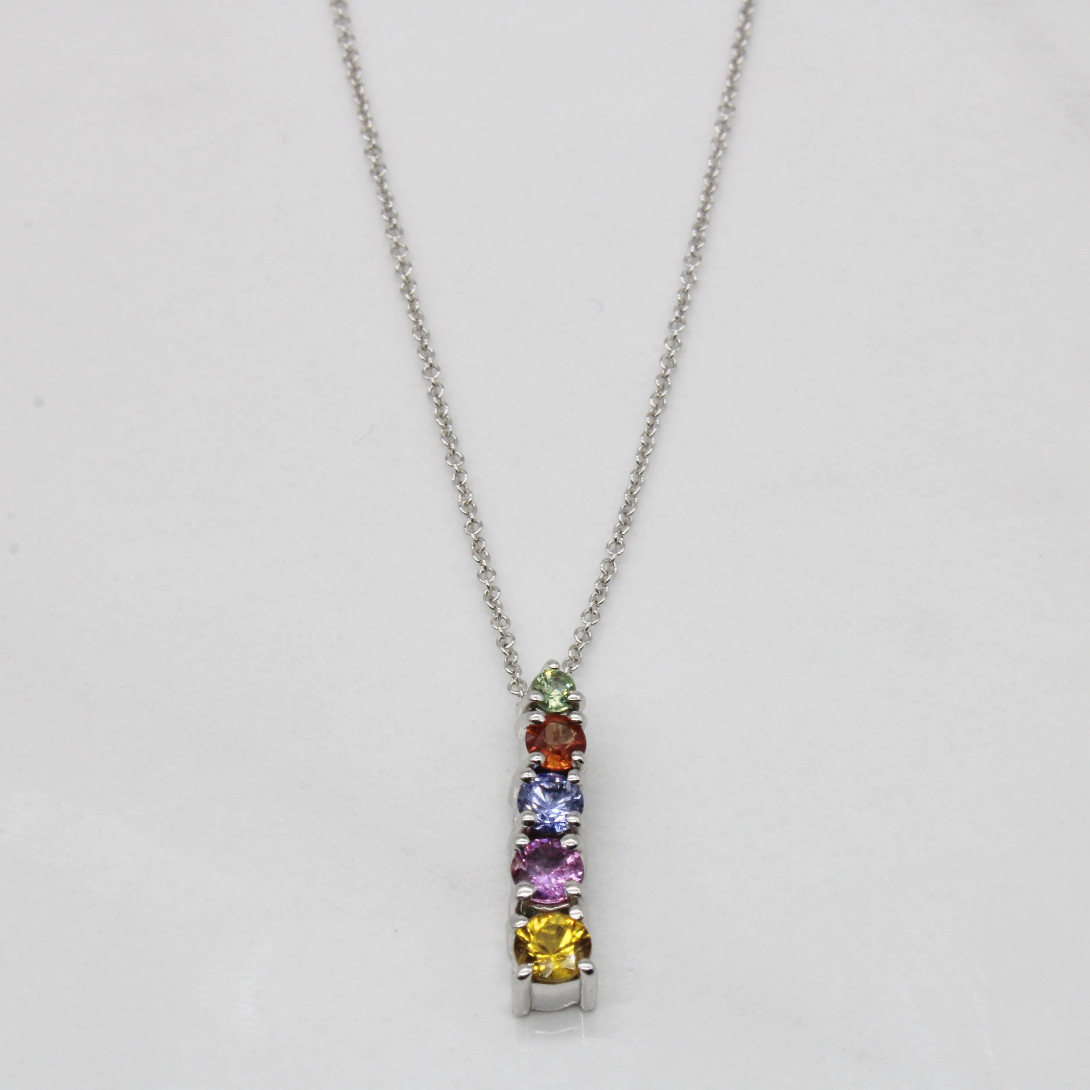 Silky Finish Grace Note Multi Colour Sapphire Necklace | 1.10ctw | 16" |
