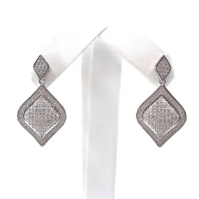 Radiant Must-Have Contemporary Feature Sterling Silver Micropave Diamond-Shaped Earrings