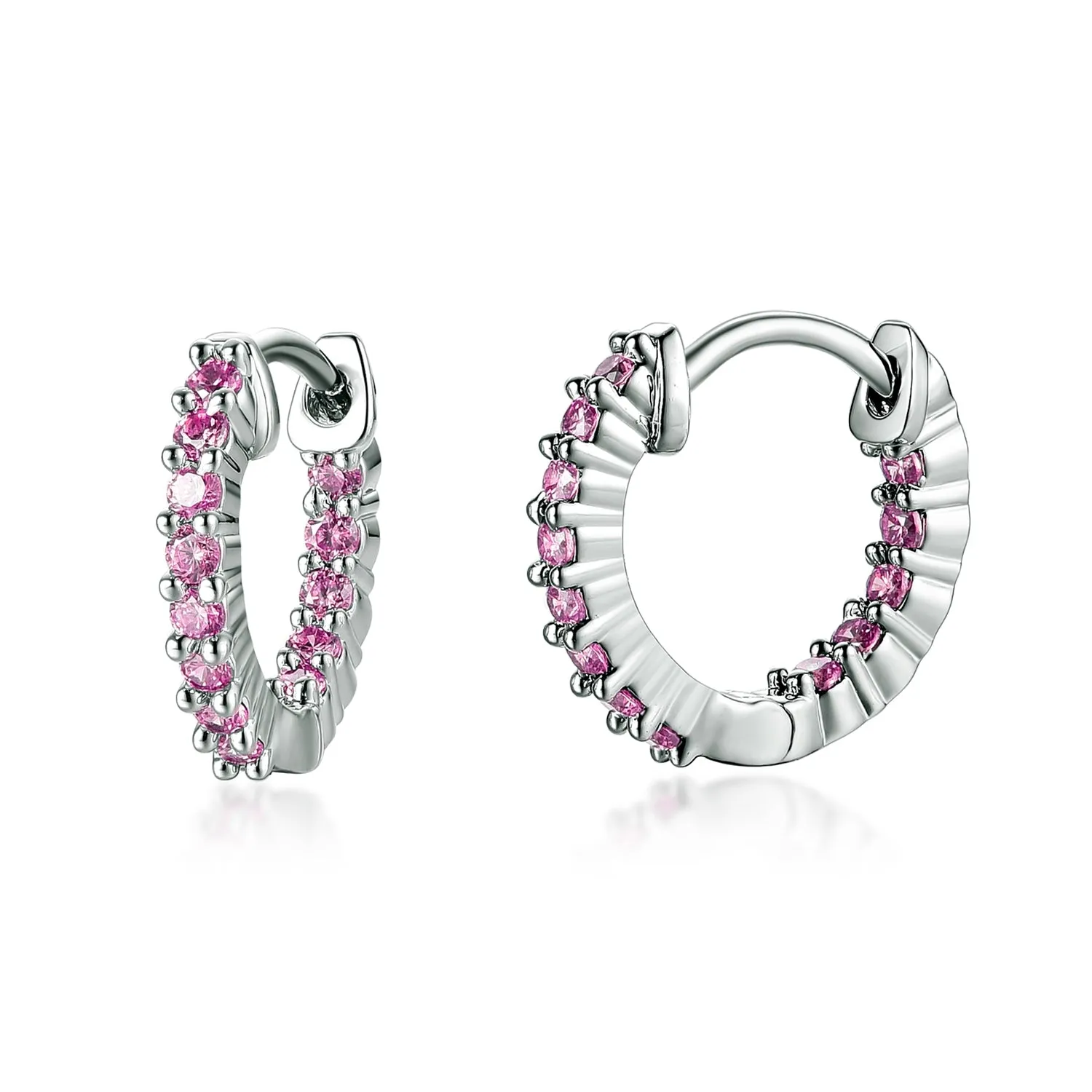 Surgical Steel Small CZ Huggies Earrings Spiral Jewelry