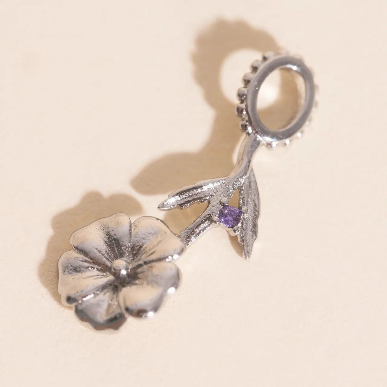 February Violet Birth Flower Necklace Charm For Faith Subtle Jewelry