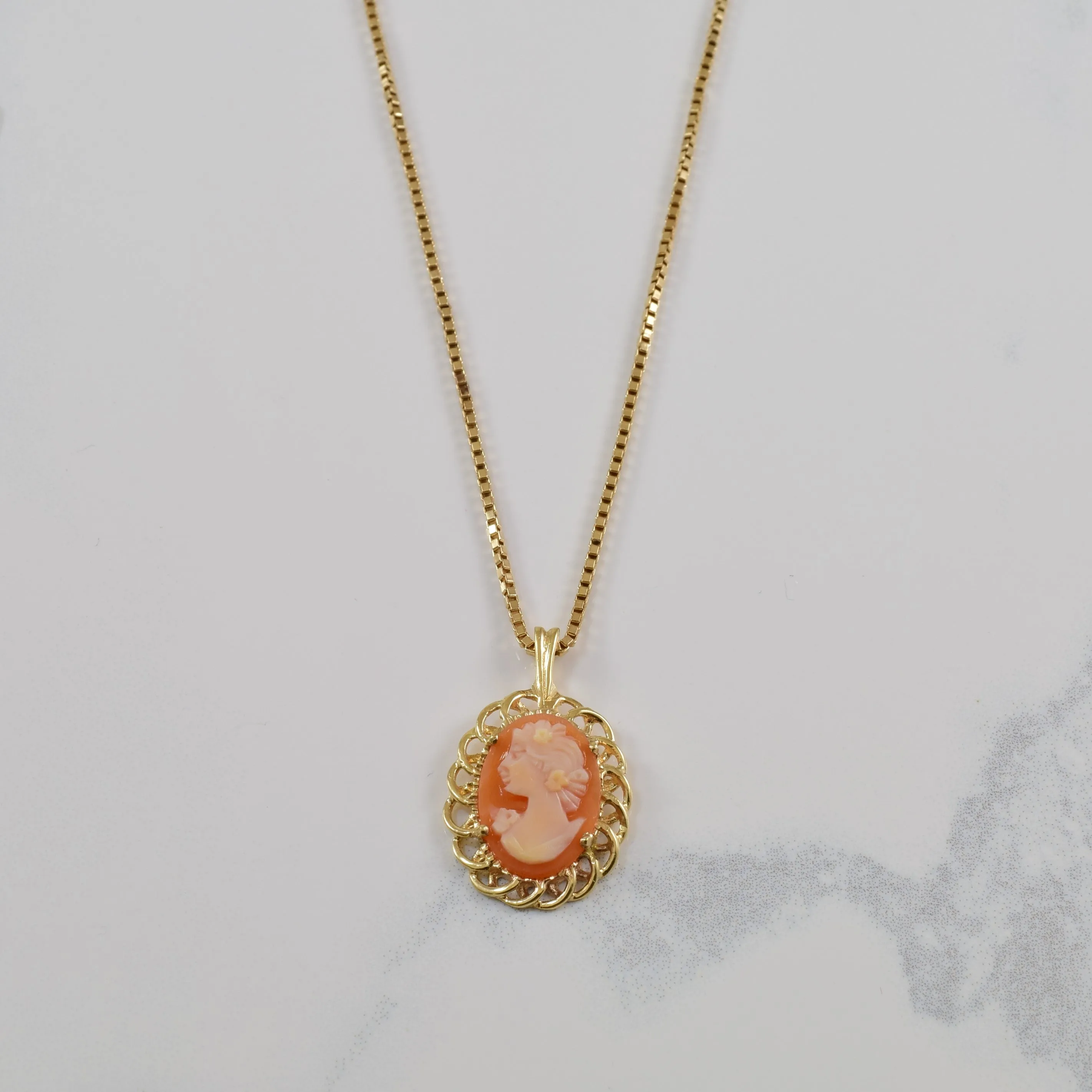 Shell Cameo Necklace | 2.00ct | 19" | Delicate Feature Evening Wear