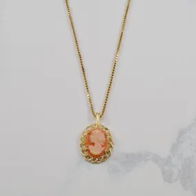 Shell Cameo Necklace | 2.00ct | 19" | Delicate Feature Evening Wear
