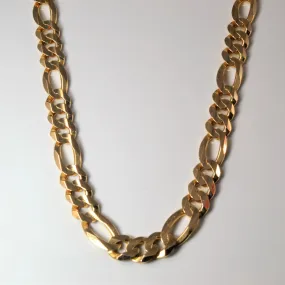 Structured Shape Impressive Accent Italian 10k Yellow Gold Figaro Chain | 22" |