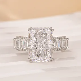 10.0Ct Radiant Cut Engagement Ring Travel Ring With Emerald Cut Band Stone Signature Style Instant Edge
