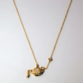 Fine Diamond Tea Pot Necklace | 0.32ctw | 17" | Luxurious Piece