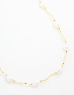Gold Plated Freshwater Pearl Necklace Pretty Pair