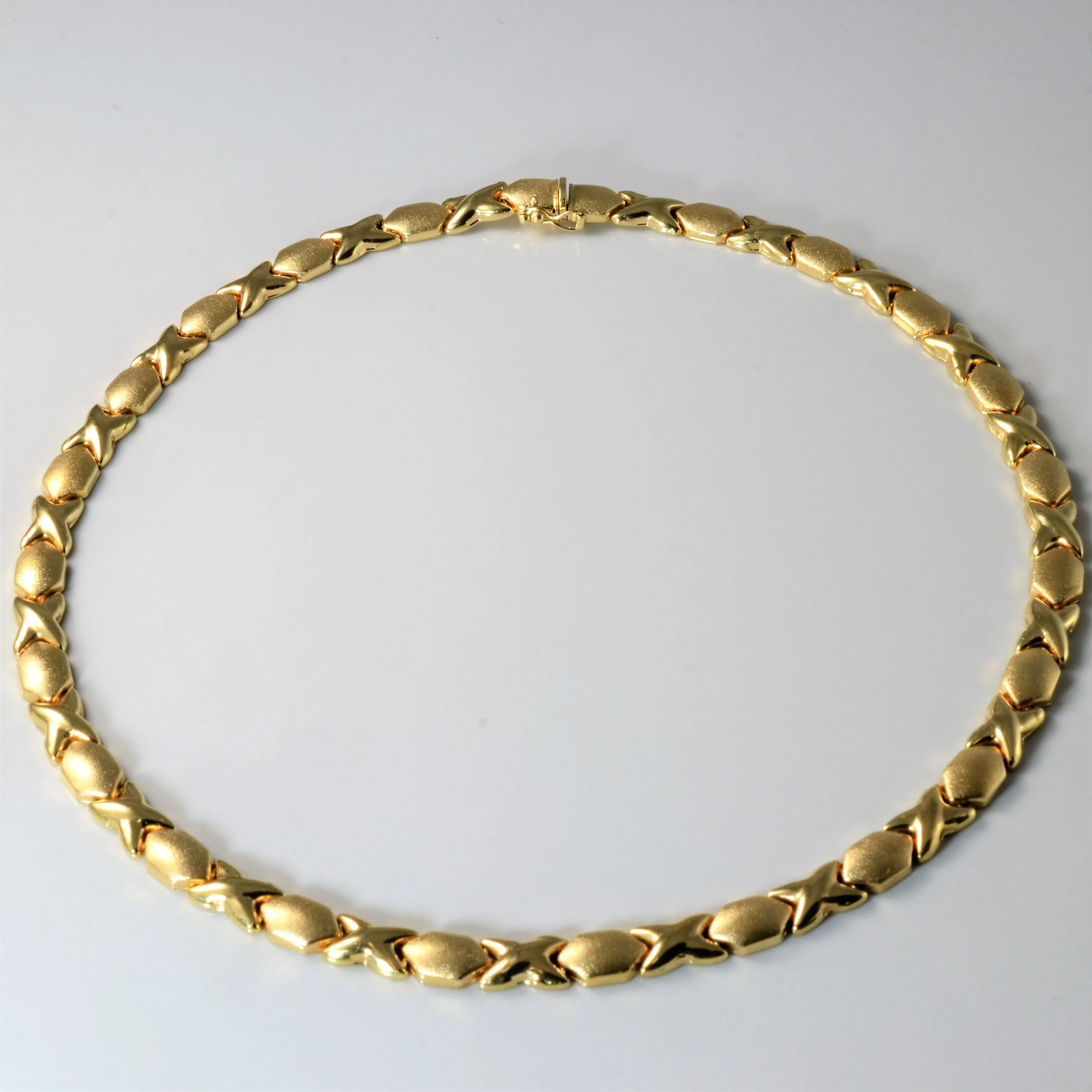Casual Shine 14k Yellow Gold Crossover Link Necklace | 18" |