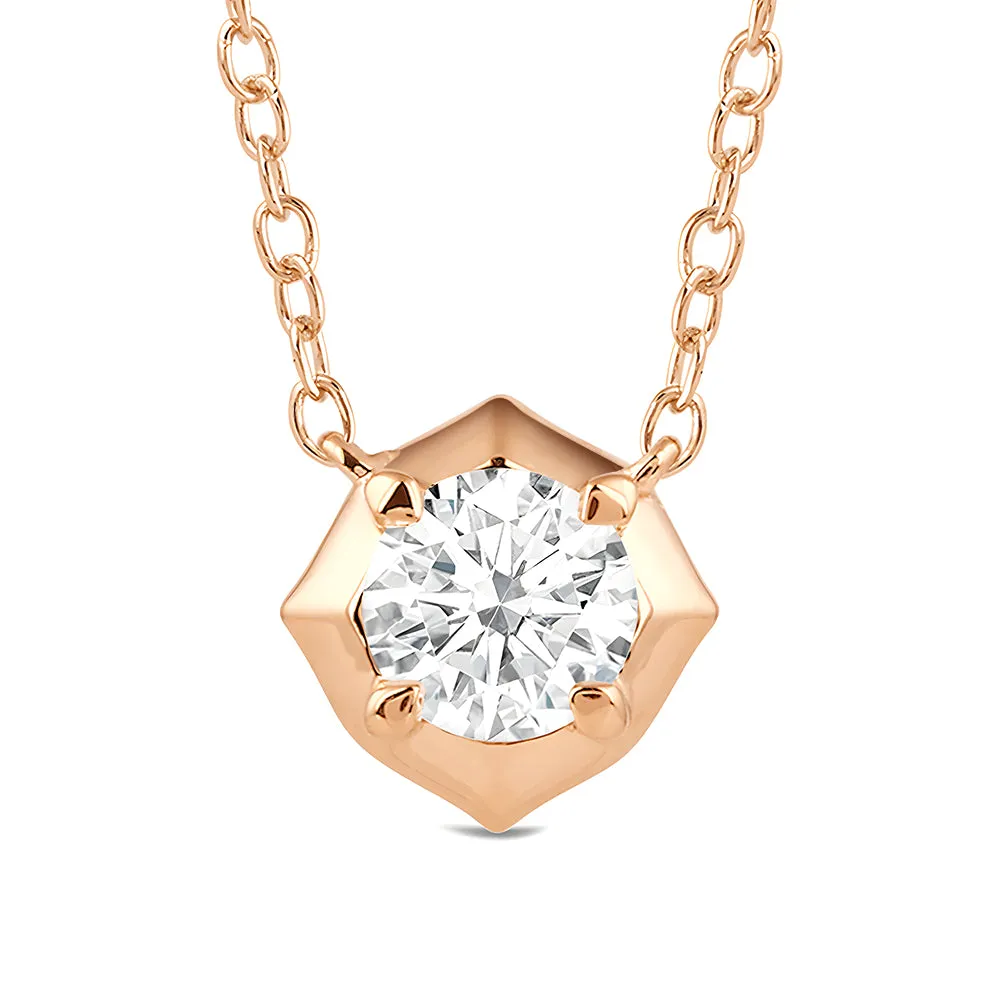 Hexagonal Lab Grown Diamond Solitaire Pendant Necklace Effortless Shine Sparkling Craftwork