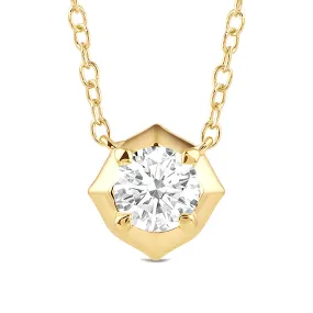 Gift Ready Hexagonal Lab Grown Diamond Solitaire Pendant Necklace