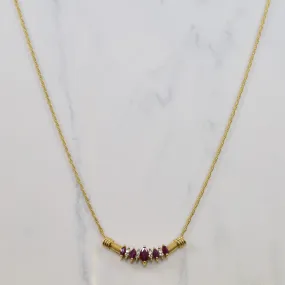 Marquise Ruby & Diamond Plate Necklace | 0.44ctw, 0.10ctw | 17" | Sculpted Accent Soft Glow Up