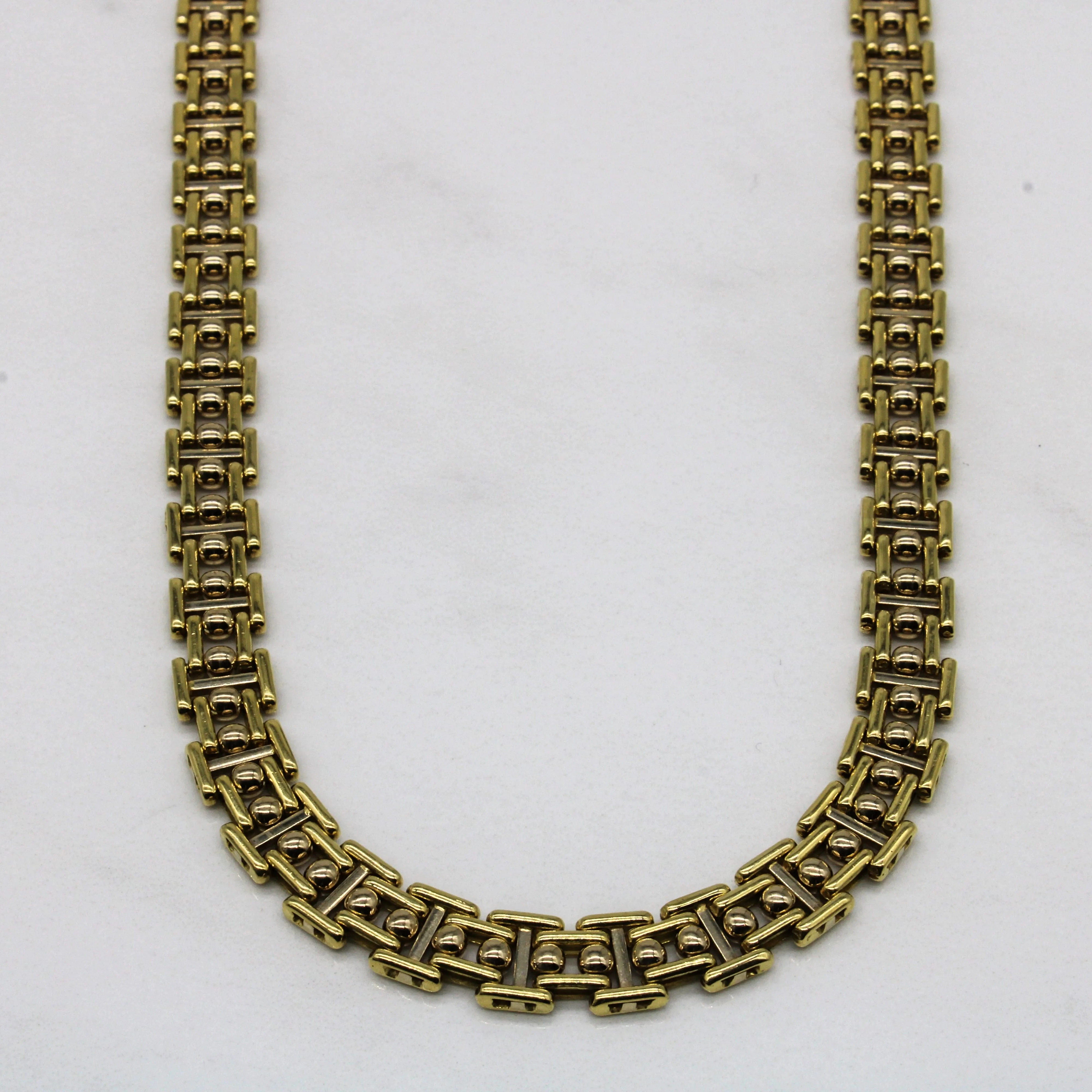 Vivid Sparkle 18k Yellow Gold Strap Link Necklace | 20" |