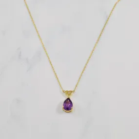 Diamond & Amethyst Drop Necklace | 0.005ct, 1.11ct | 18" | Shimmering Accent