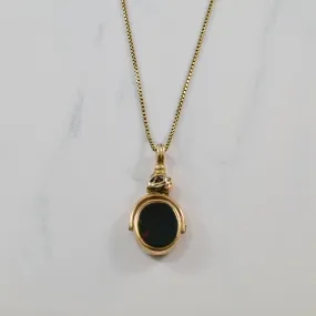 Gorgeous Finish Camera Focus Victorian Bloodstone & Chalcedony Swivel Fob Necklace | 4.20ctw | 20" |