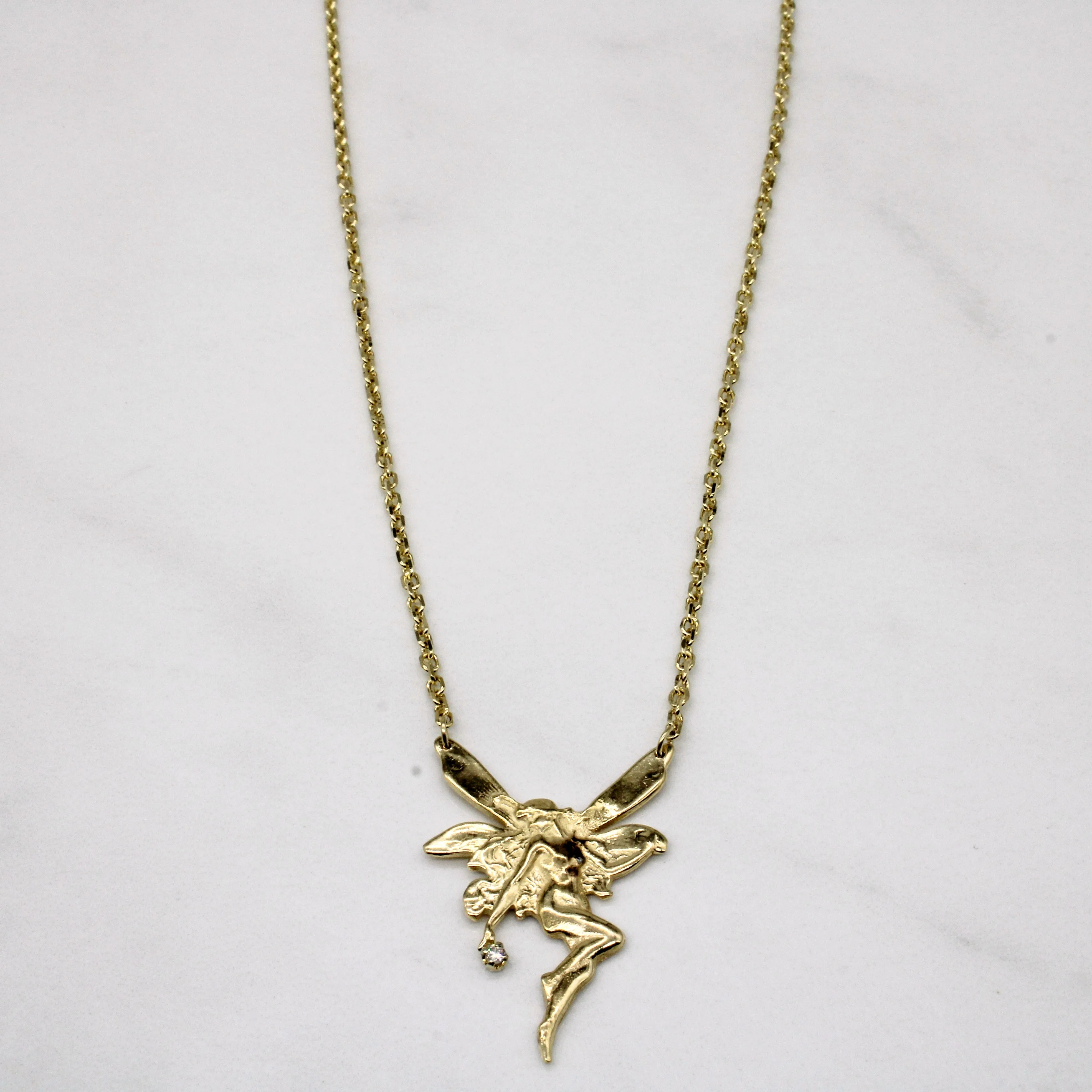 Luxury Sparkle Diamond Fairy 14k Pendant | 0.02ct | 18" |