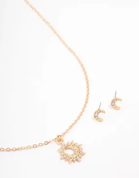 Gold Moon Celestial Jewellery Set Party Vibe Evening Style