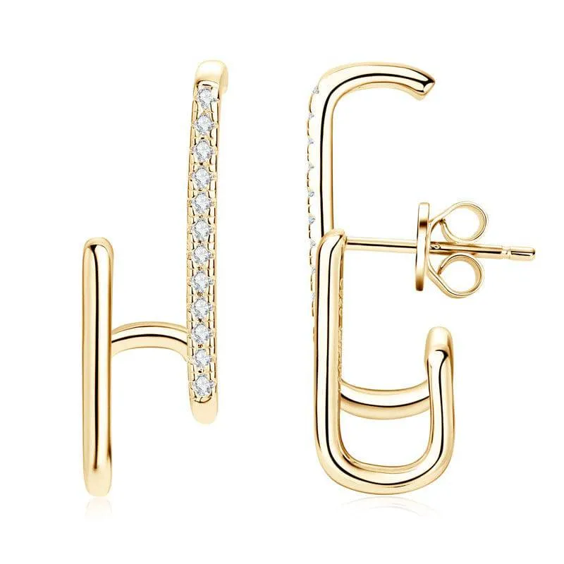 Louily Moissanite Stylish Geometric Stud Earrings Classic Detailing