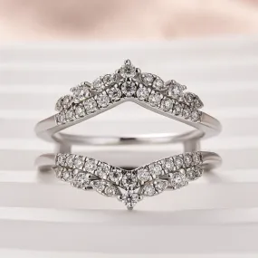 Subtle Spark Louily Exclusive Moissanite Round Cut Jacket Wedding Band For Women In Sterling Silver