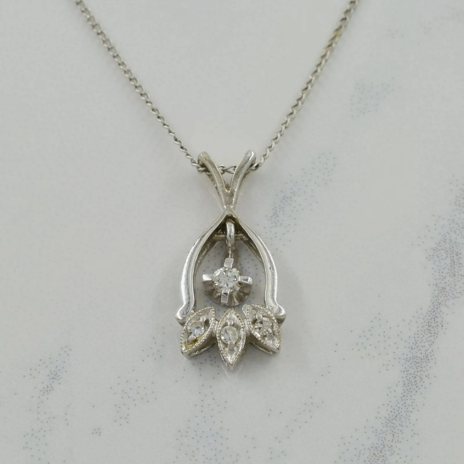 Exclusive Style Floating Diamond Pendant Necklace | 0.07ctw | 16.5" |