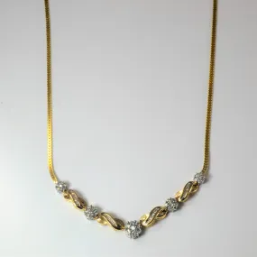 Floral Diamond Plate Necklace | 0.87ctw | 16" | Stylish Finish