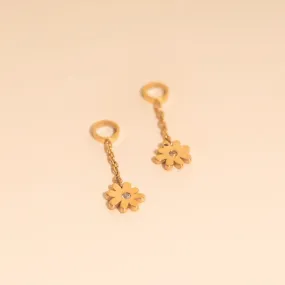 Graceful Embellishment Industrial Piece Flower Dangle Huggie Hoop Charms