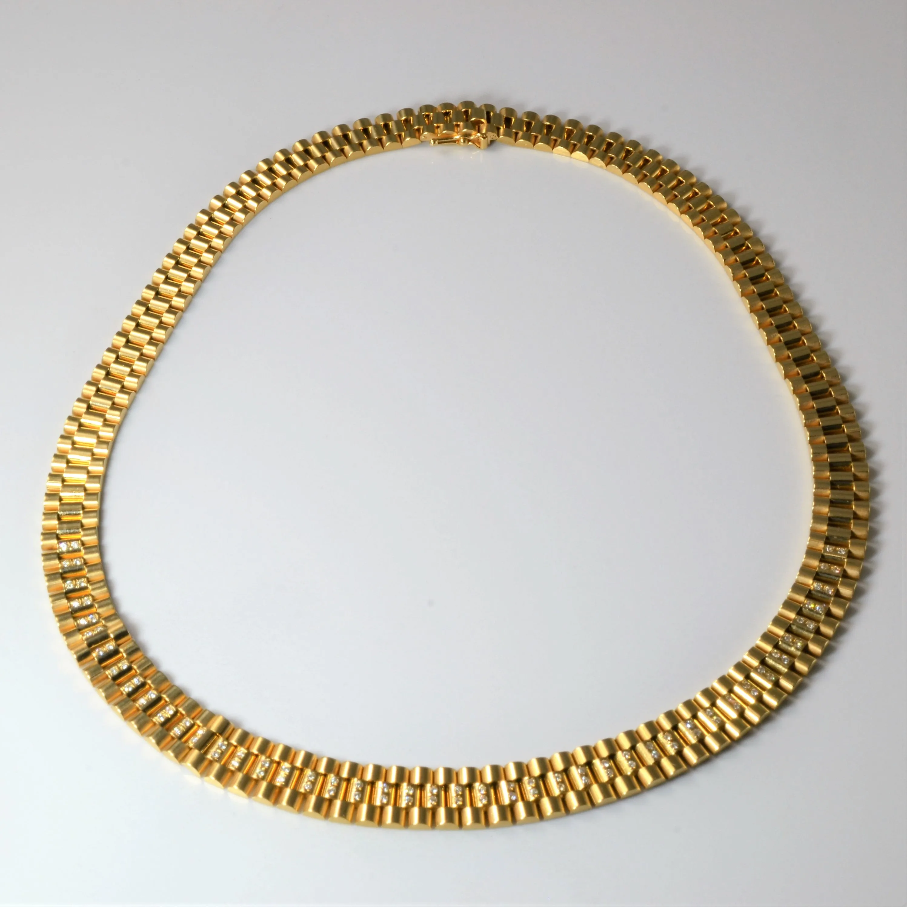 Flush Set Diamond Block Linked Chain Necklace | 0.70ctw | 16"| Luxurious Finish