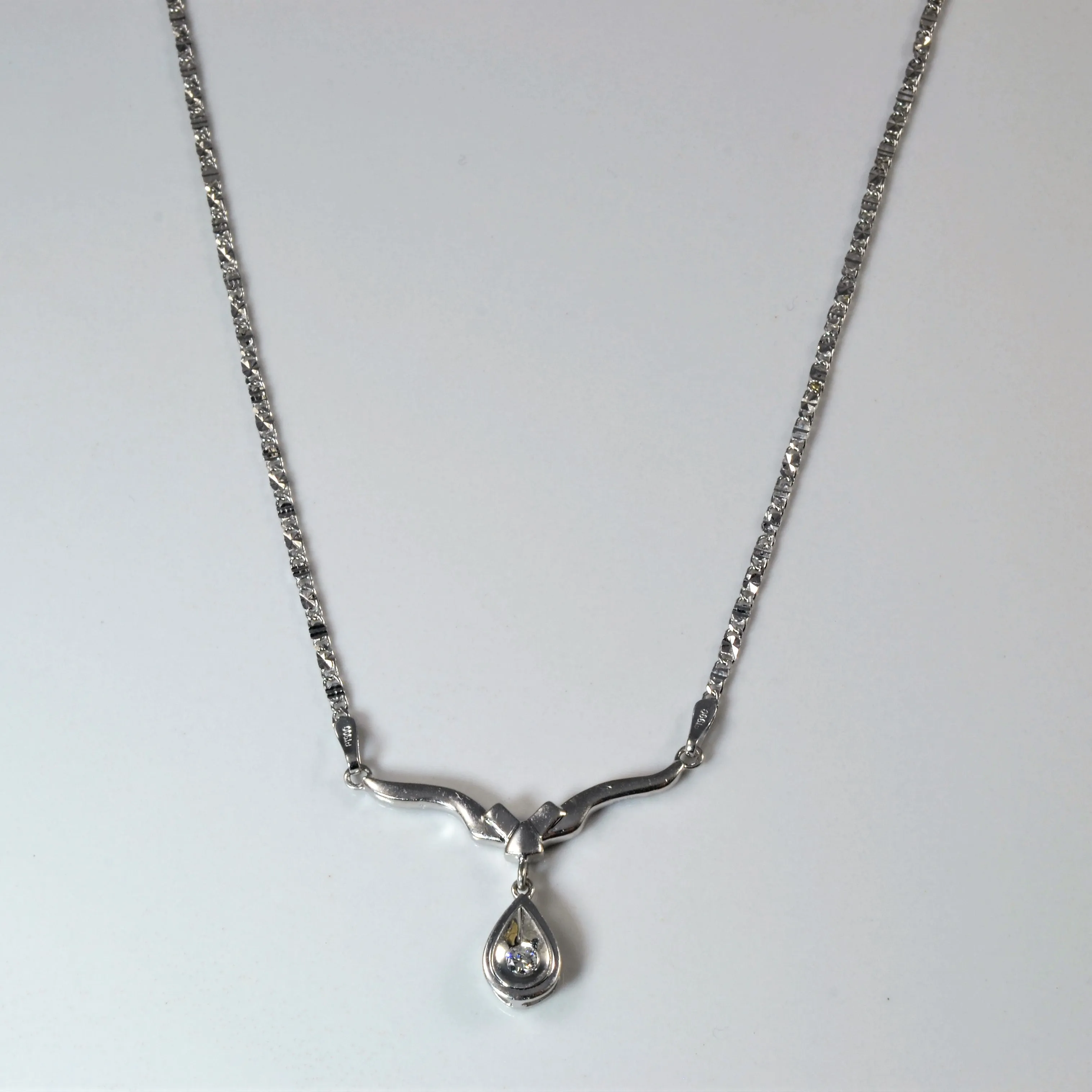 Flush Set Diamond Platinum Necklace | 0.08ct | 17" | Festive Touch