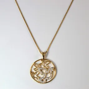 Vibrant Detail Fine Accent Flying Diamond Bird Filigree Necklace | 0.09ctw | 20" |