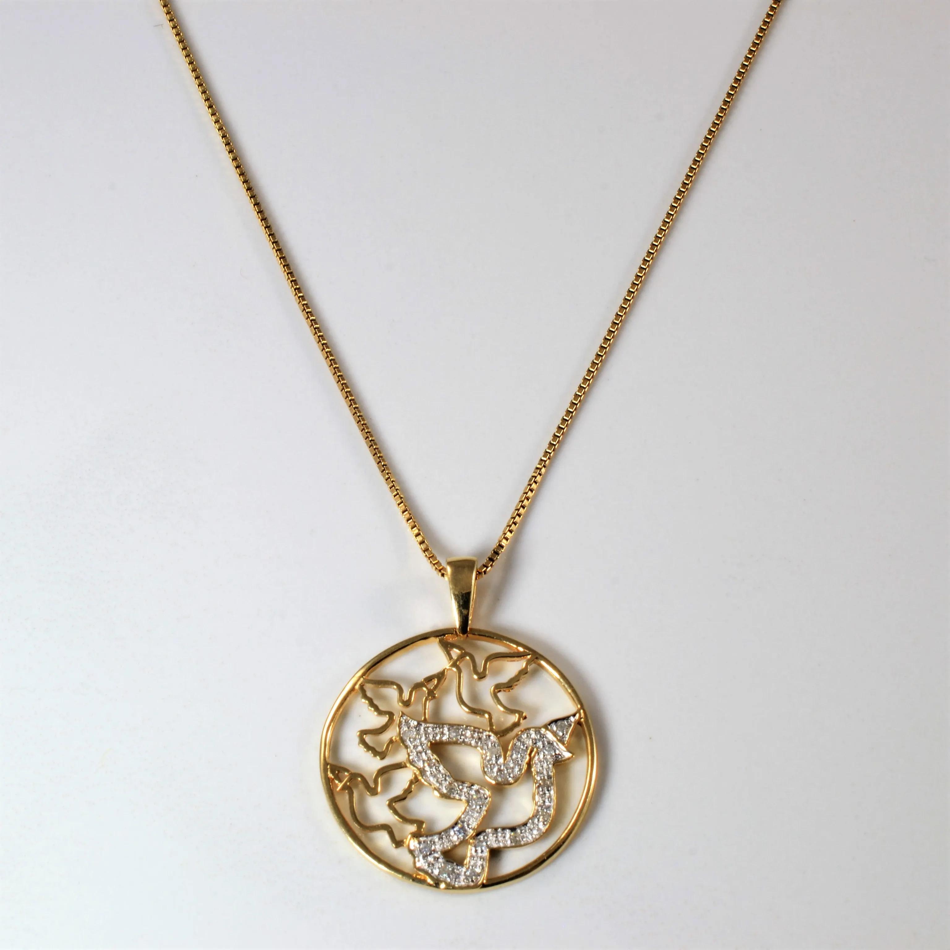 Vibrant Detail Fine Accent Flying Diamond Bird Filigree Necklace | 0.09ctw | 20" |