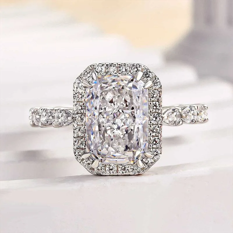 Fashionable Glow Classic Attire Louily Attractive Halo Radiant Cut Engagement Ring