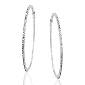Sterling Silver Round 2 Inch 1.25mm Hoop Earrings Cute Accessory