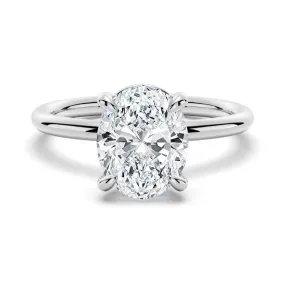 Sleek Look Affordable Statement Four Prongs Oval Solitaire Moissanite Engagement Ring
