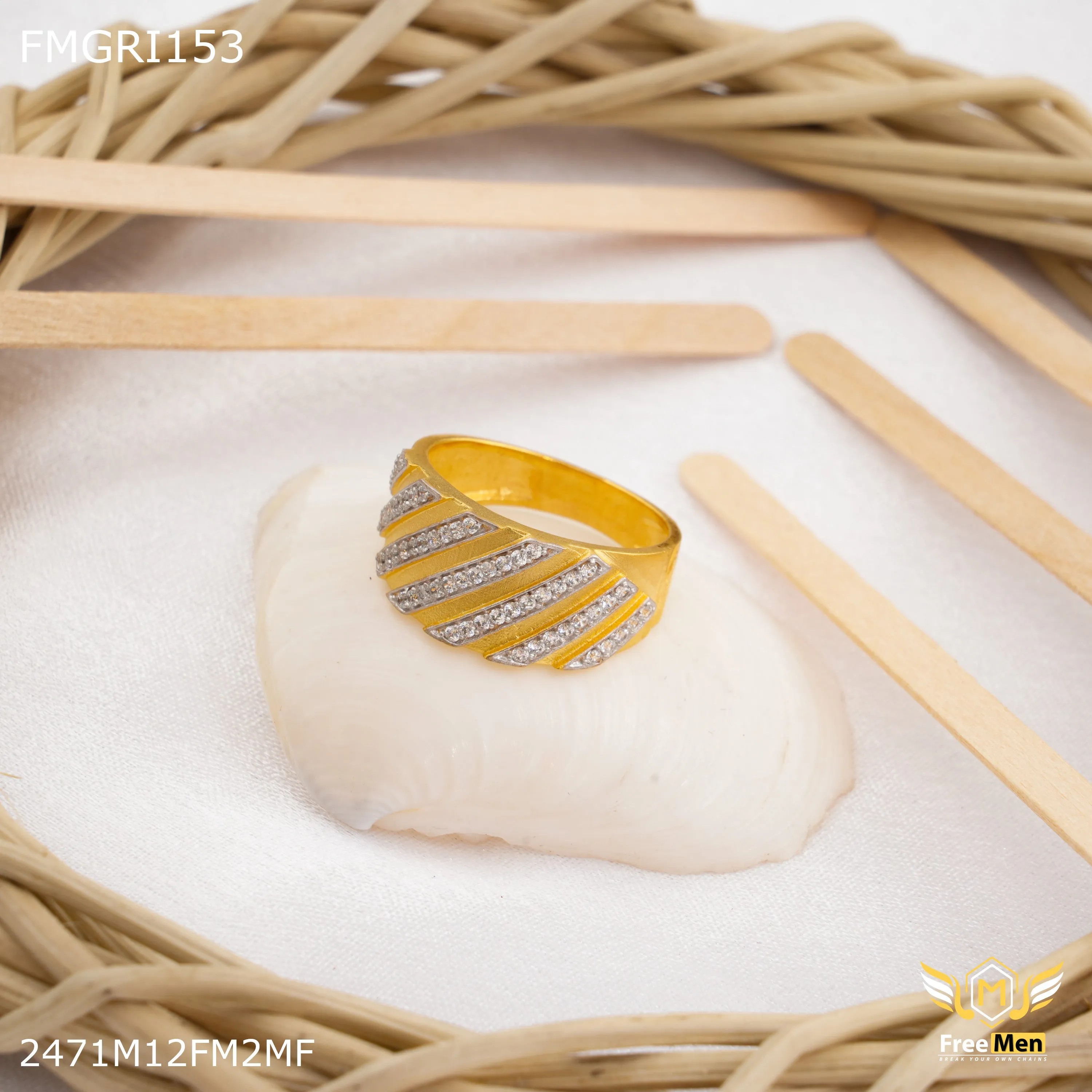 Luxury Object Freeme 1gm Designer Line AD Gold plated ring for men - FMGRI153