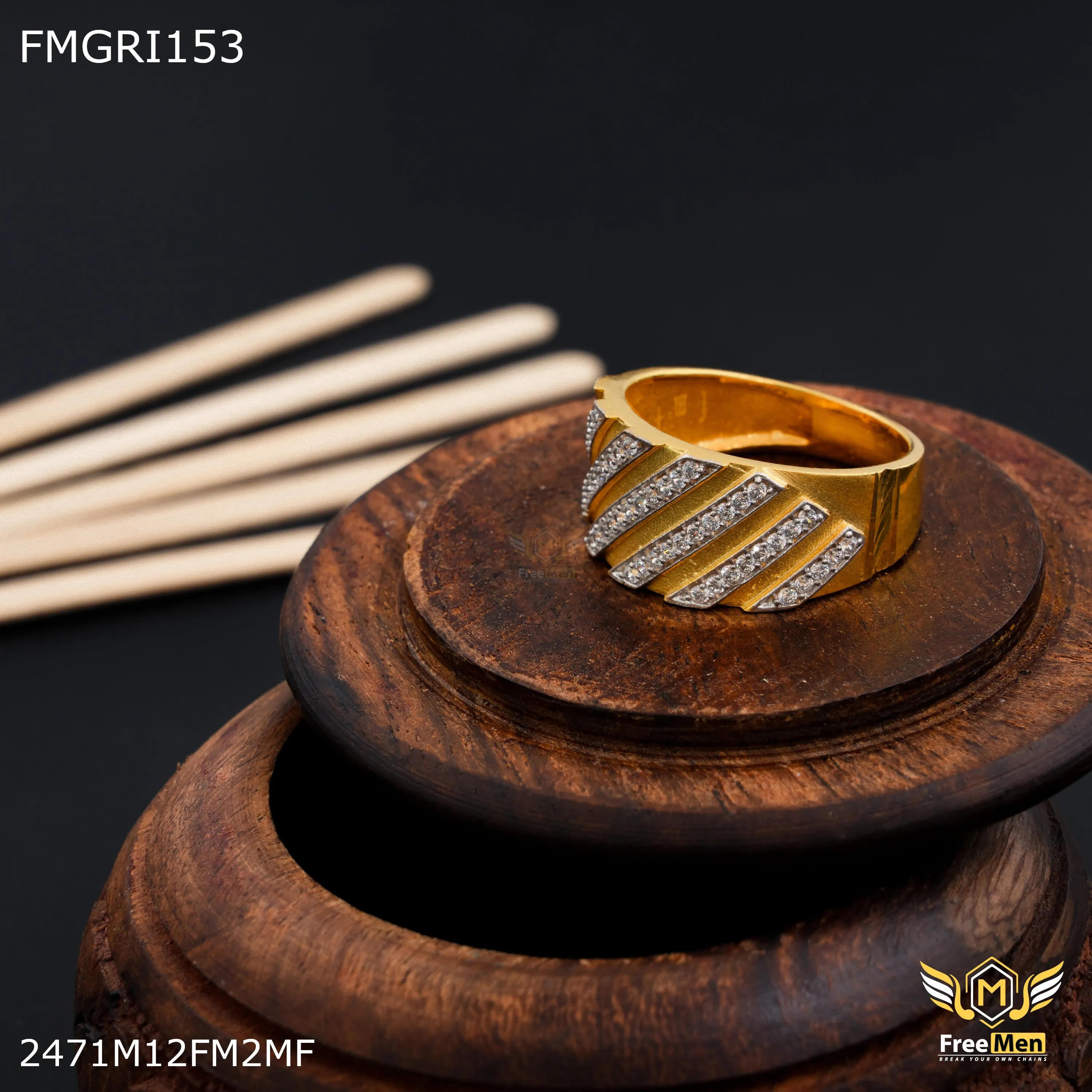 Freeme 1gm Designer Line AD Gold plated ring for men - FMGRI153 Premium Gift Best Friend