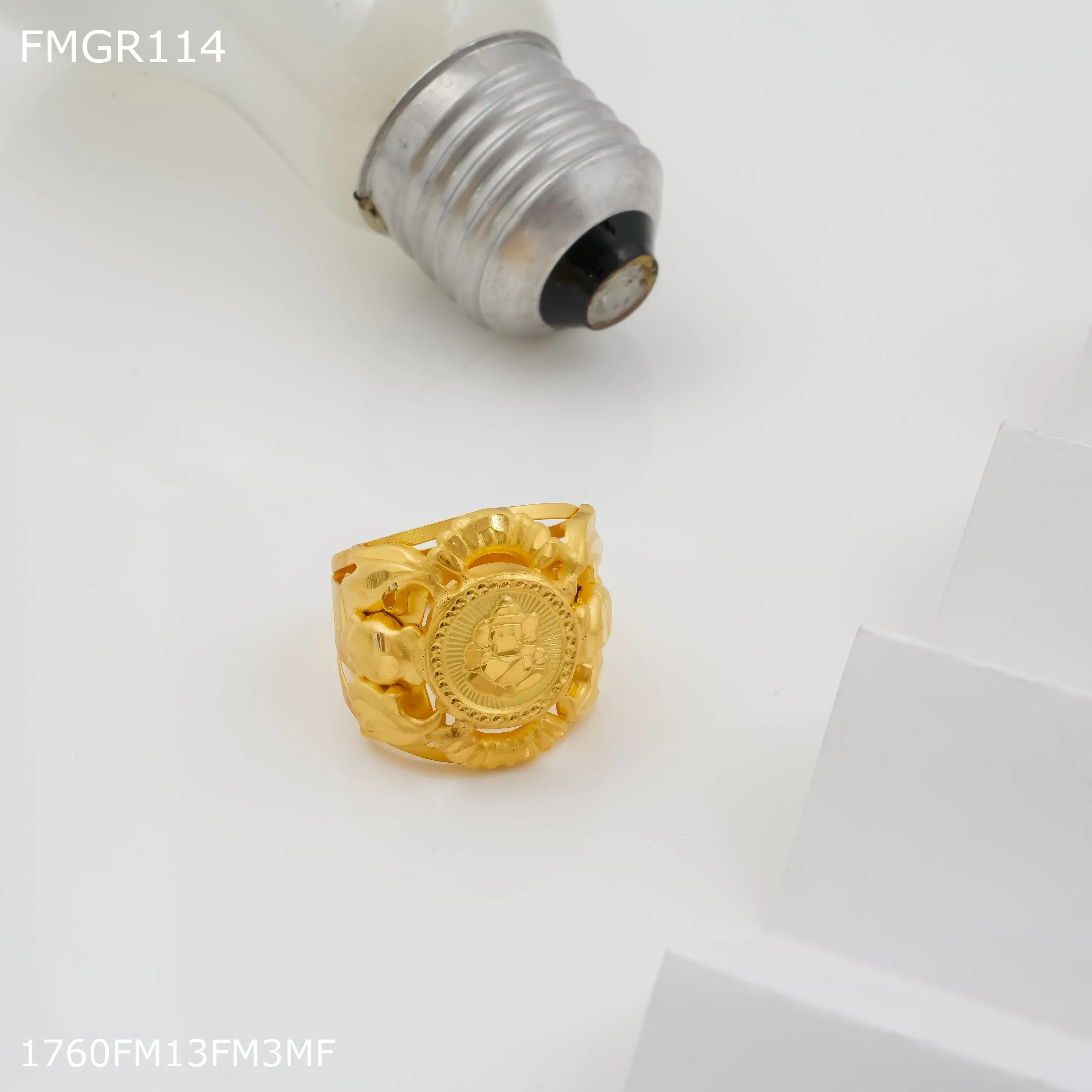 Modern Mark Stylish Ornament Freeme 1gm ganpati ring design with gold plated for men - FMRI114
