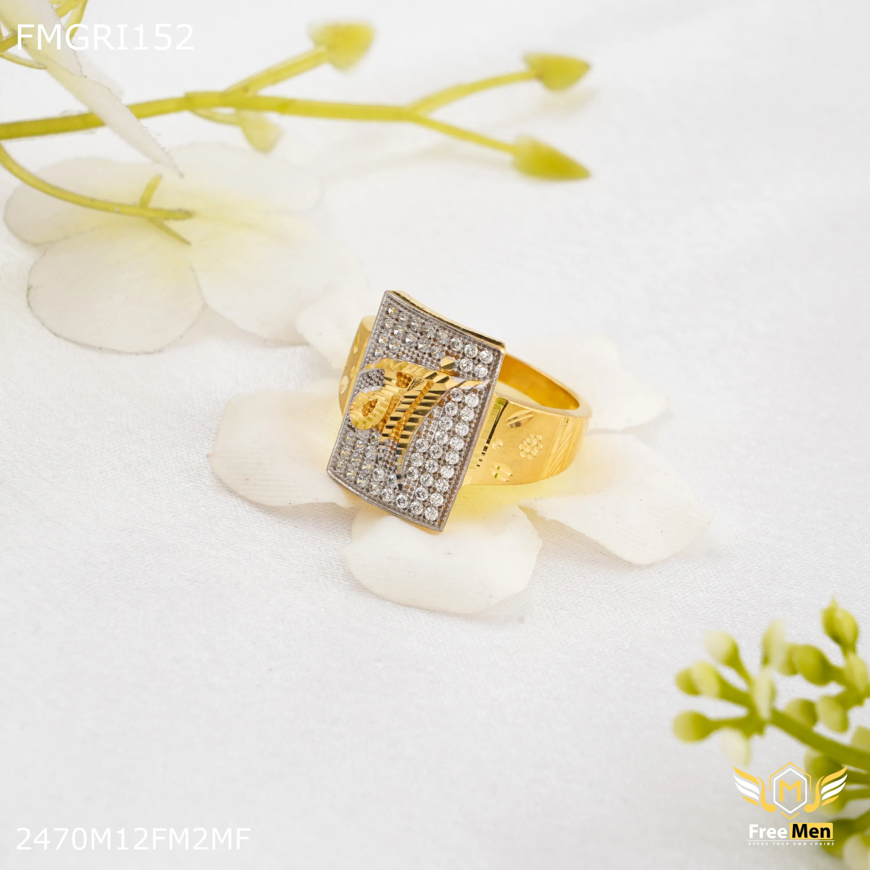 HighEnd Keepsake Freeme 1gm MAA with AD Gold plated ring for men - FMGRI152