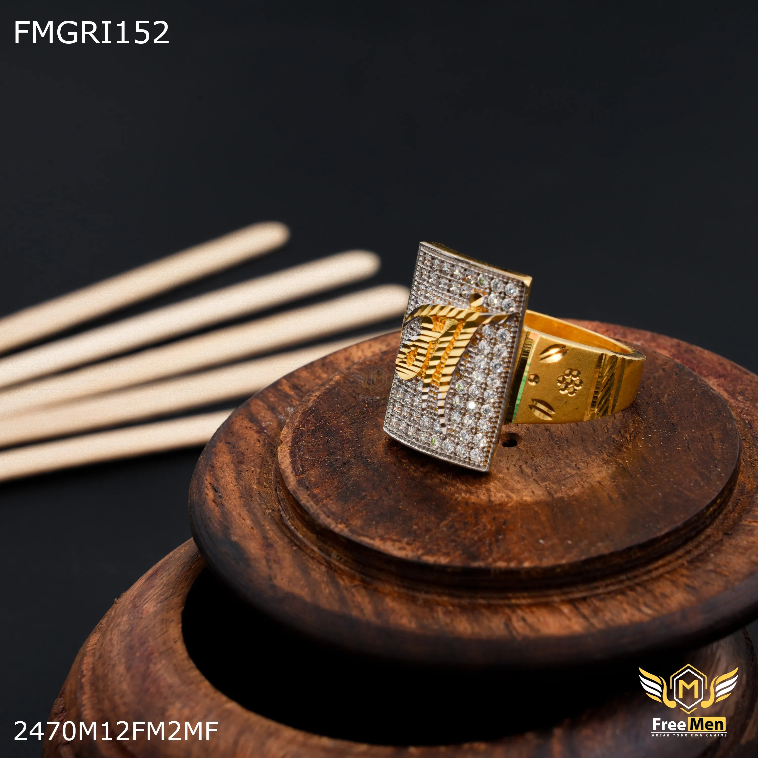 Freeme 1gm MAA with AD Gold plated ring for men - FMGRI152 Traditional Creation Sentimental Adornment